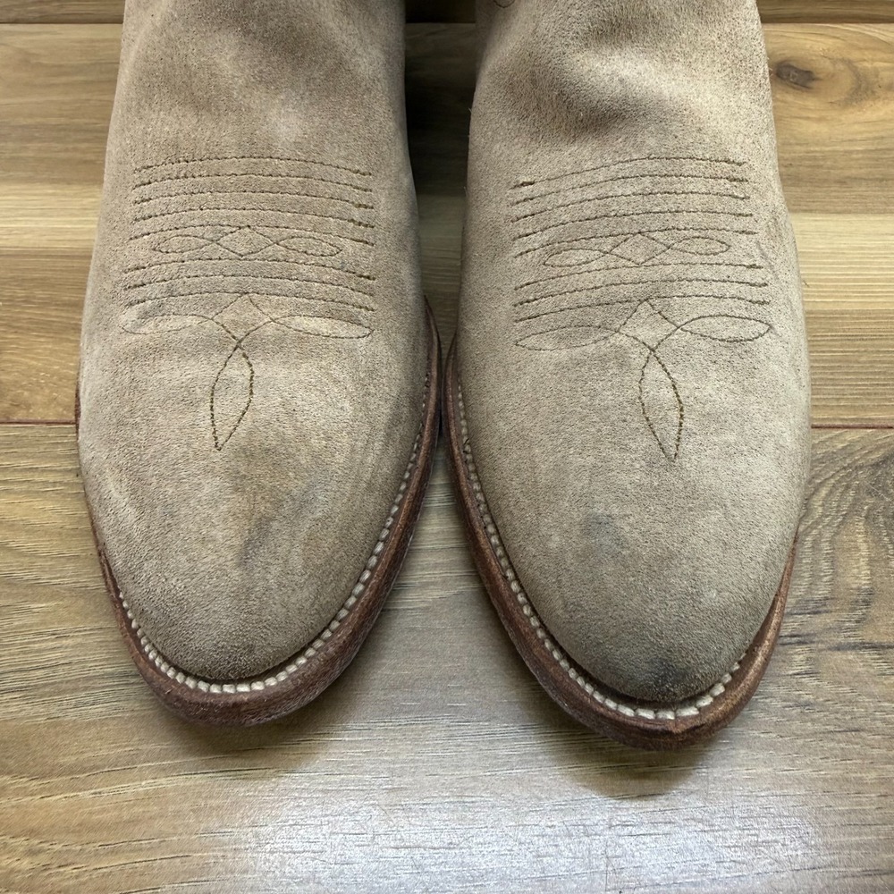 Frye Suede Western Heeled Boots in Taupe - Picture 4 of 11